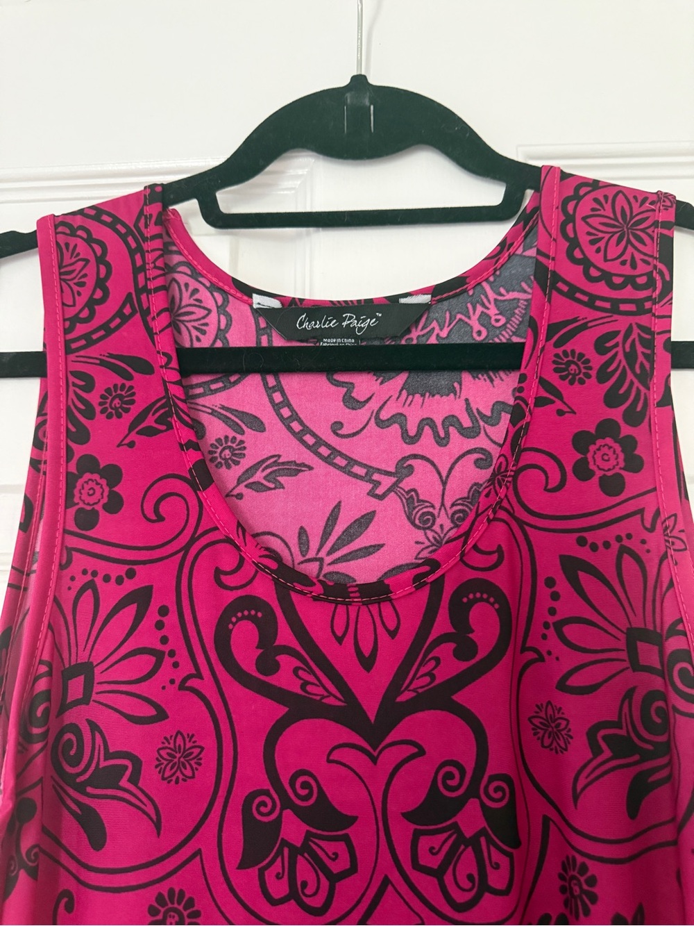 Charlie Paige Hot Pink and Black Sleeveless Printed Tank